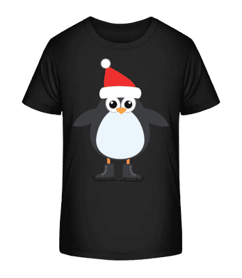 Schlittschuh Pinguin - Kinder Bio T-Shirt Stanley Stella 2.0 - Schwarz - Vorne