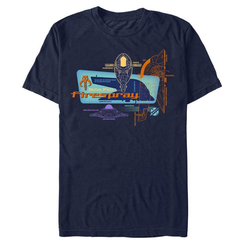 Preview: Star Wars - Book of Boba Fett - Firespray - Men's T-Shirt - Navy - Front