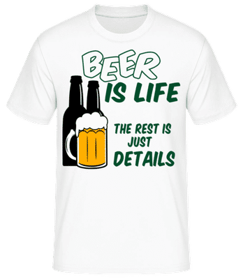Beer Is Life - Camiseta básica para hombre - Blanco - delante