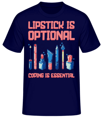 Lipstick Optional Coding Essential - Men's Basic T-Shirt - Navy - Front