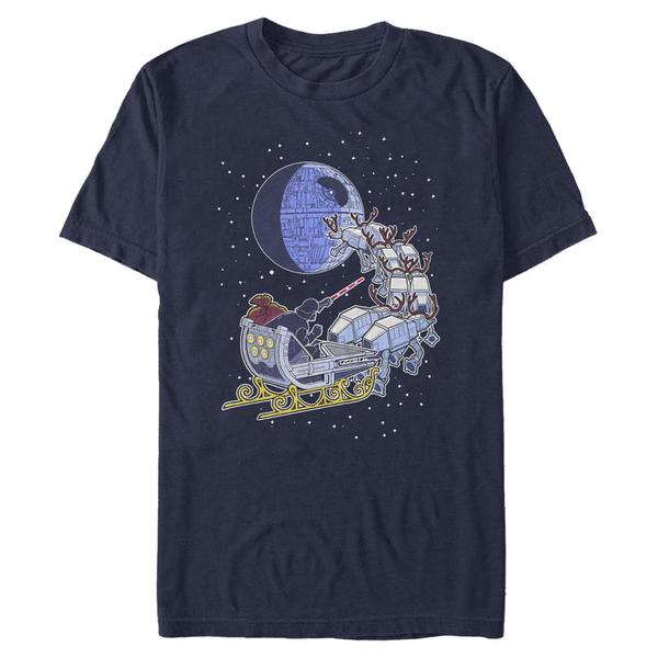 Aperçu: Star Wars - Skupina Vader Sleigh - Christmas - Homme T-shirt - Bleu marine - Devant