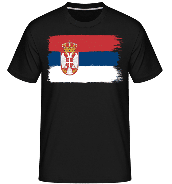 Aperçu: Drapeau Serbie -  T-Shirt Shirtinator homme - Noir - Devant