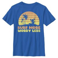 Disney Classics - Lilo & Stitch - Stitch Surf More Worry Less - Enfant T-shirt - Bleu royal - Devant