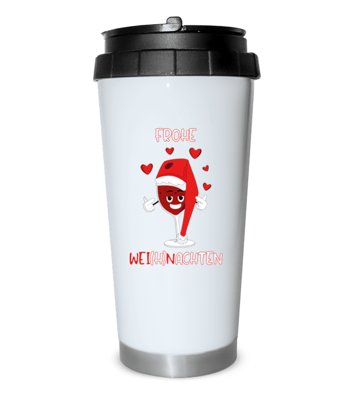 Vorschau: Frohe Wei(h)nachten - Thermobecher - Weiß - Vorne
