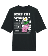 Stop War - Unisex Organic Oversize T-Shirt Stanley Stella 2.0 - Black - Front