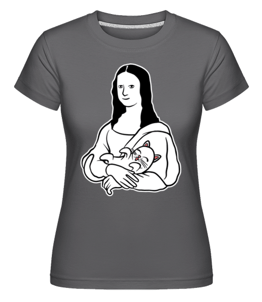 Aperçu: Mona Lisa Cat -  T-shirt Shirtinator femme - Anthracite - Devant