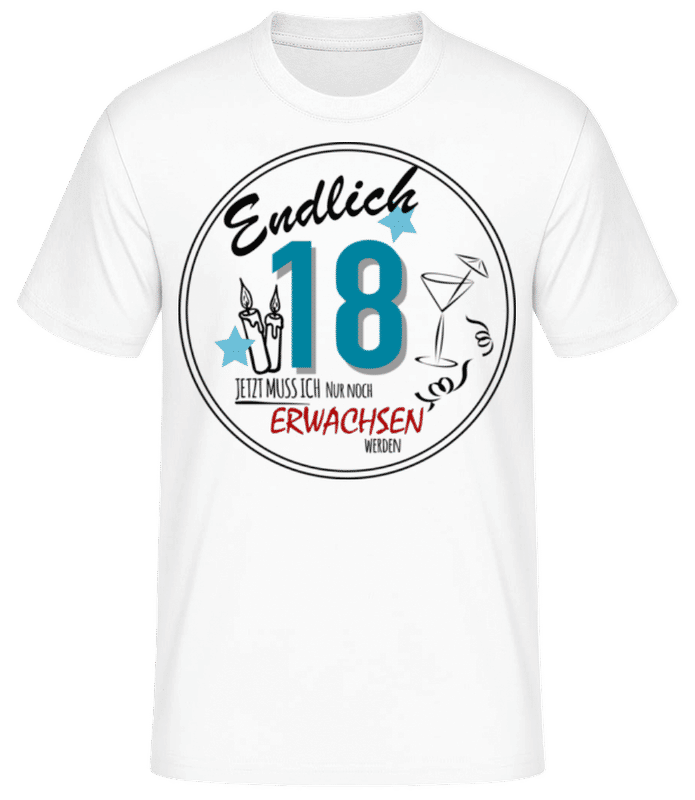 Vorschau: Endlich 18 Rund - Männer Basic T-Shirt - Weiß - Vorne