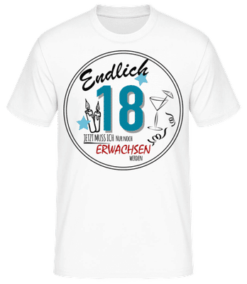 Endlich 18 Rund - Männer Basic T-Shirt - Weiß - Vorne