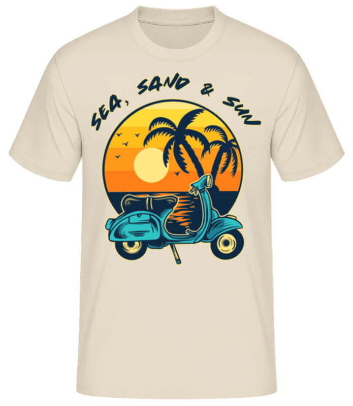 Náhled: Sea Sand Sun - Pánské basic tričko - Krémová - Napřed
