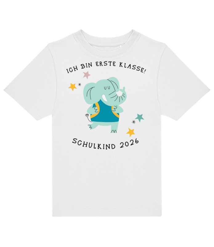 Vorschau: Schulkind 2026 Elefant - Kinder T-Shirt B&C - Weiß - Vorne
