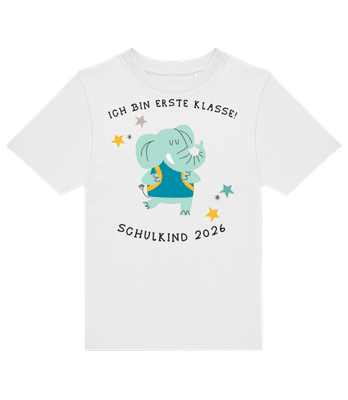 Schulkind 2026 Elefant - Kinder T-Shirt B&C - Weiß - Vorne