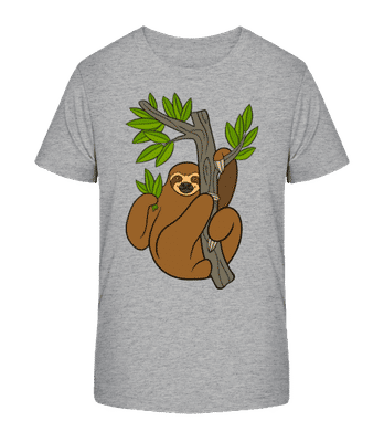 Sloth On The Tree - Kid's Organic T-Shirt Stanley Stella 2.0 - Heather grey - Front