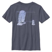 Star Wars - The Mandalorian - Grogu & R2D2 Grogu R2 Vintage - Niños Camiseta - Marino moteado - delante