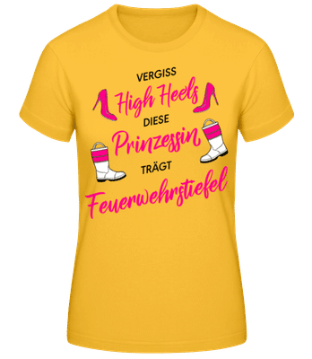 Vergiss High Heels - Frauen Basic T-Shirt - Goldgelb - Vorne