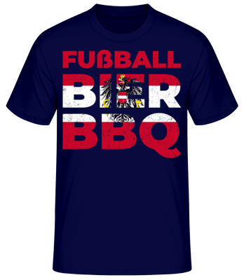 Football Beer BBQ Autriche - T-shirt standard Homme - Bleu marine - Devant