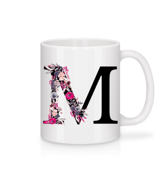 Aperçu: Fleurs Initiale M - Mug en céramique blanc - Blanc - Devant