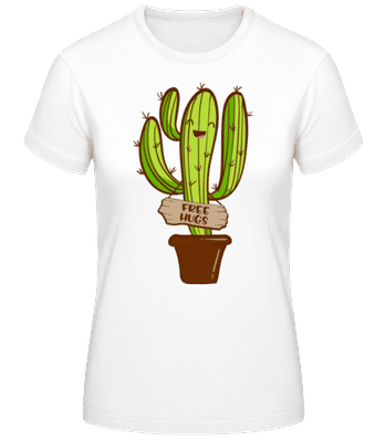 Free Hugs Kaktus - Frauen Basic T-Shirt - Weiß - Vorne