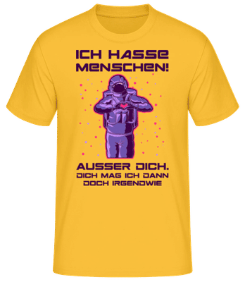 Ich Hasse Menschen - Männer Basic T-Shirt - Goldgelb - Vorne