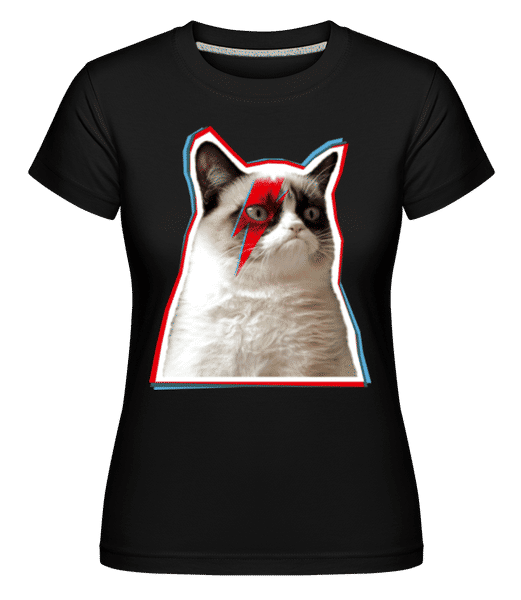 Grumpy Bowie Cat -  T-shirt Shirtinator femme - Noir - Devant