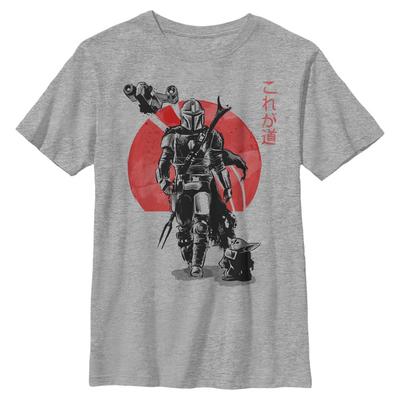 Star Wars - Mandalorián - Mandalorian & the Child Mandolorian Sumi Ink - Detské Tričko - Melírovo šedá - Predné