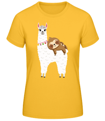 Llama With Sloth - Women's Basic T-Shirt - Golden yellow - Front