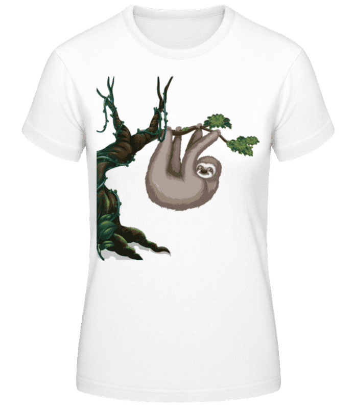 Vorschau: Faultier Hängt Am Baum Grau - Frauen T-Shirt B&C - Weiß - Vorne