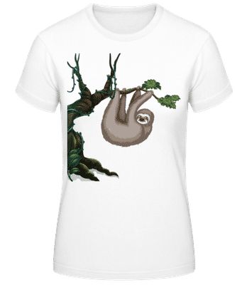 Faultier Hängt Am Baum Grau - Frauen T-Shirt B&C - Weiß - Vorne