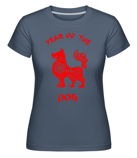 Aperçu: Chinese Zodiac Year Of The Dog - T-shirt Shirtinator femme - Bleu denim - Devant