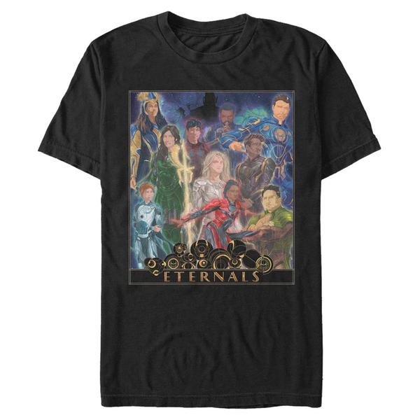 Aperçu: Marvel - Eternals - Photo de groupe Eternals Gold Frame Poster - Homme T-shirt - Noir - Devant