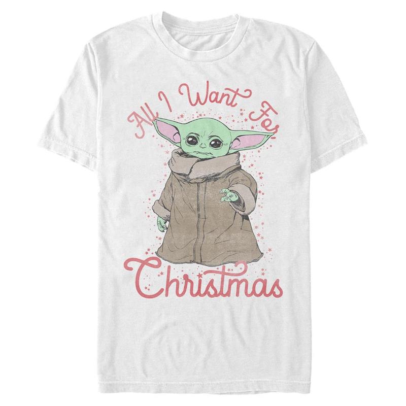 Náhľad: Star Wars - Mandalorián - The Child Santa Baby - Vianoce - Pánske Tričko - Biela - Predné