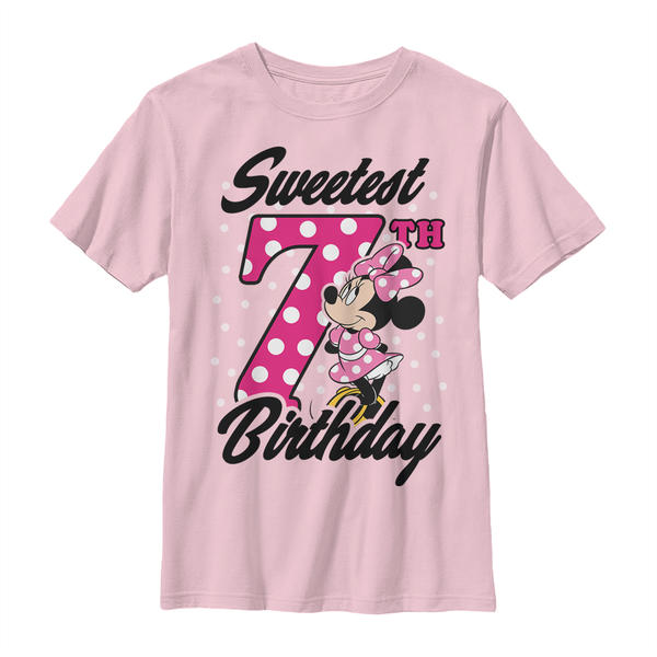 Aperçu: Disney Classics - Mickey Mouse - Minnie Mouse Sweet 7th Birthday - Birthday - Enfant T-shirt - Rose - Devant