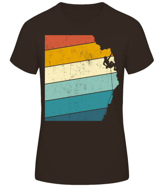 Vorschau: Retro Kletterer Frau - Frauen Basic T-Shirt - Braun - Vorne