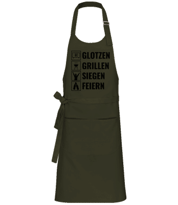 Glotzen Grillen Siegen Feiern - Profi Kochschürze - Olive - Vorne