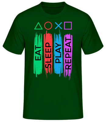 Eat Sleep Play Repeat - Camiseta básica para hombre - Verde botella - delante