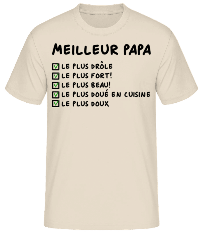 Aperçu: Meileur Papa - T-shirt standard Homme - Crème - Devant