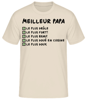 Meileur Papa - T-shirt standard Homme - Crème - Devant