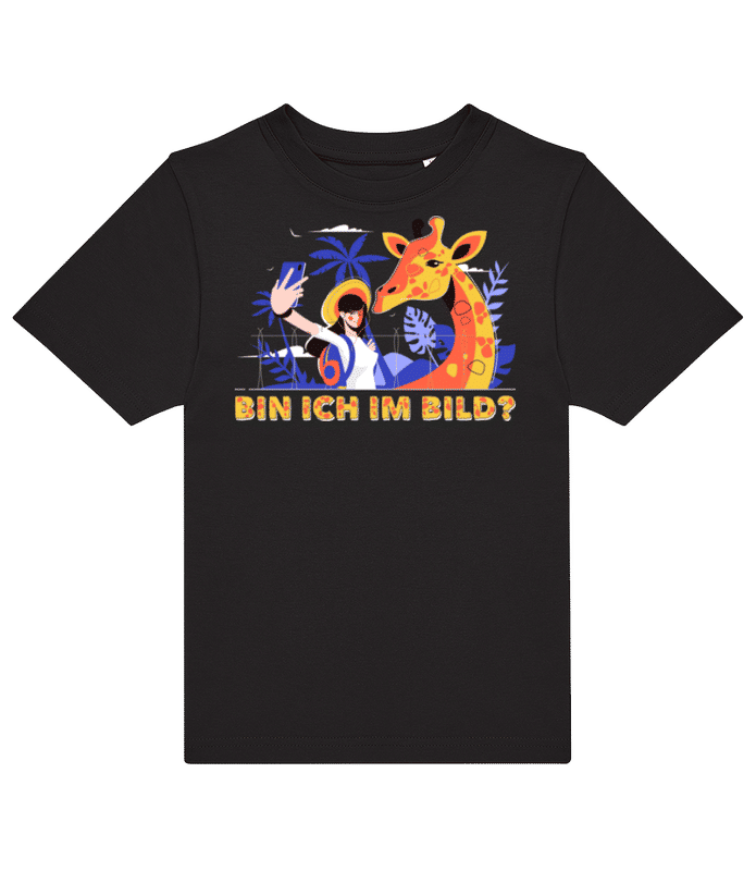Vorschau: Giraffe bin ich im Bild - Kinder T-Shirt B&C - Schwarz - Vorne