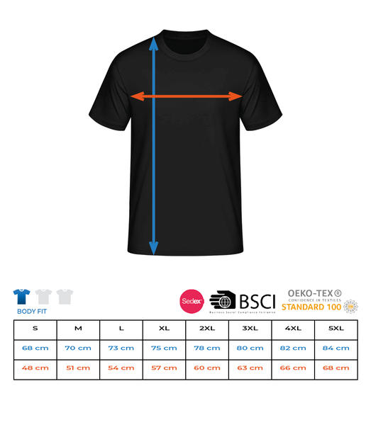 Aperçu: The Trooper -  T-Shirt Shirtinator homme - Tableau des tailles