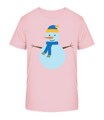 Snowman With Cap - Kid's Organic T-Shirt Stanley Stella 2.0 - Pink - Front