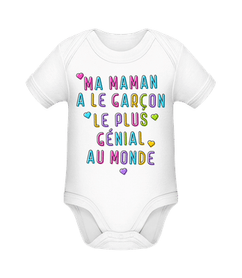 Ma Maman A Le Garçon - Body manches courtes bio - Blanc - Devant