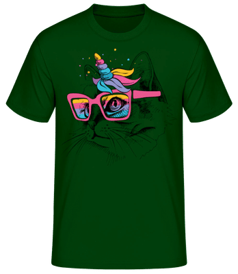 Unicorn Party Cat - Pánské basic tričko - Bottle green - Napřed