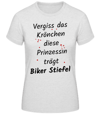 Prinzessin Trägt Biker Stiefel - Frauen Basic T-Shirt - Grau meliert - Vorne