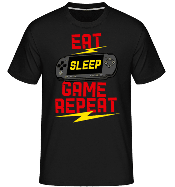 Aperçu: Eat Sleep Game Repeat -  T-Shirt Shirtinator homme - Noir - Devant
