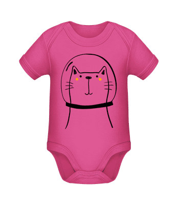 Space Katze - Organic Baby Body - Magenta - Front