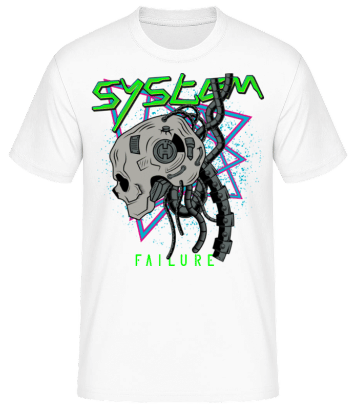 Náhľad: Zlyhanie Cyberpunk System - Pánske basic tričko - Biela - Predné