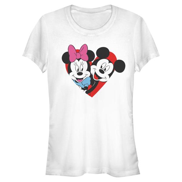 Aperçu: Disney Classics - Mickey Mouse - Minnie Mouse Mickey Minnie Heart - Valentine's Day - Femme T-shirt - Blanc - Devant