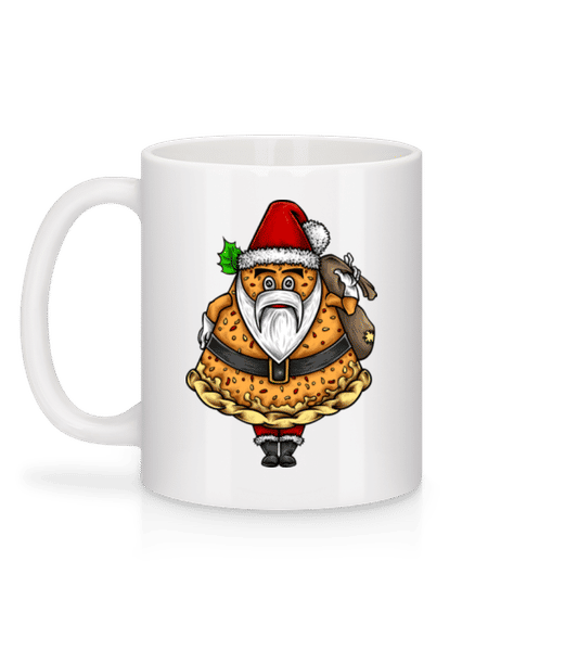 Vorschau: Weihnachtsmann Pizza - Tasse - Weiß - Hinten