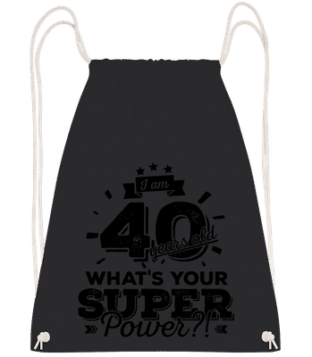 40 Years Super Power - Drawstring Backpack - Black - Vorn