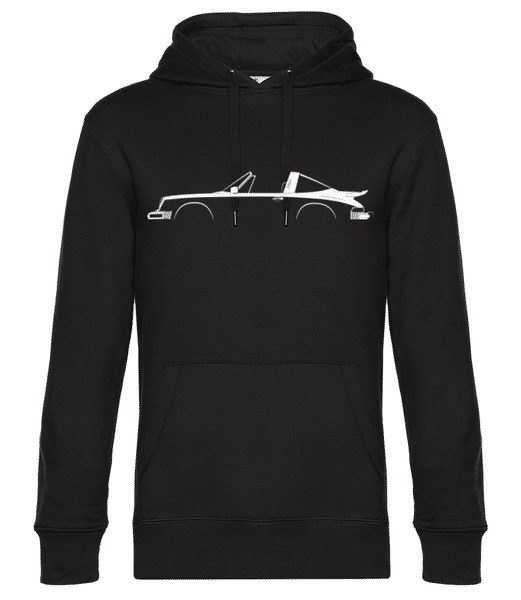 Aperçu: 'Porsche 911 Targa Whale.' Silhouette - Sweat à capuche premium Unisexe - Noir - Devant