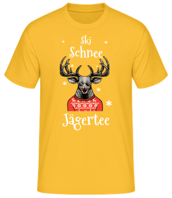 Après Ski Schnee Jägertee - Männer Basic T-Shirt - Goldgelb - Vorne